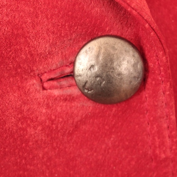 NWT Guillaume Red Suede Jacket with Hammered Metal Buttons - Picture 5 of 6